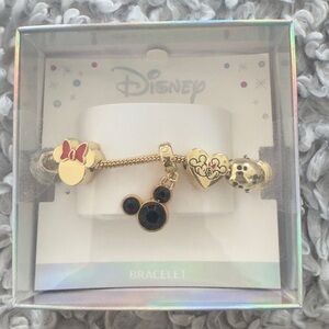 Disney Gold and Black Mickey Mouse Charm Bracelet. Brand New
